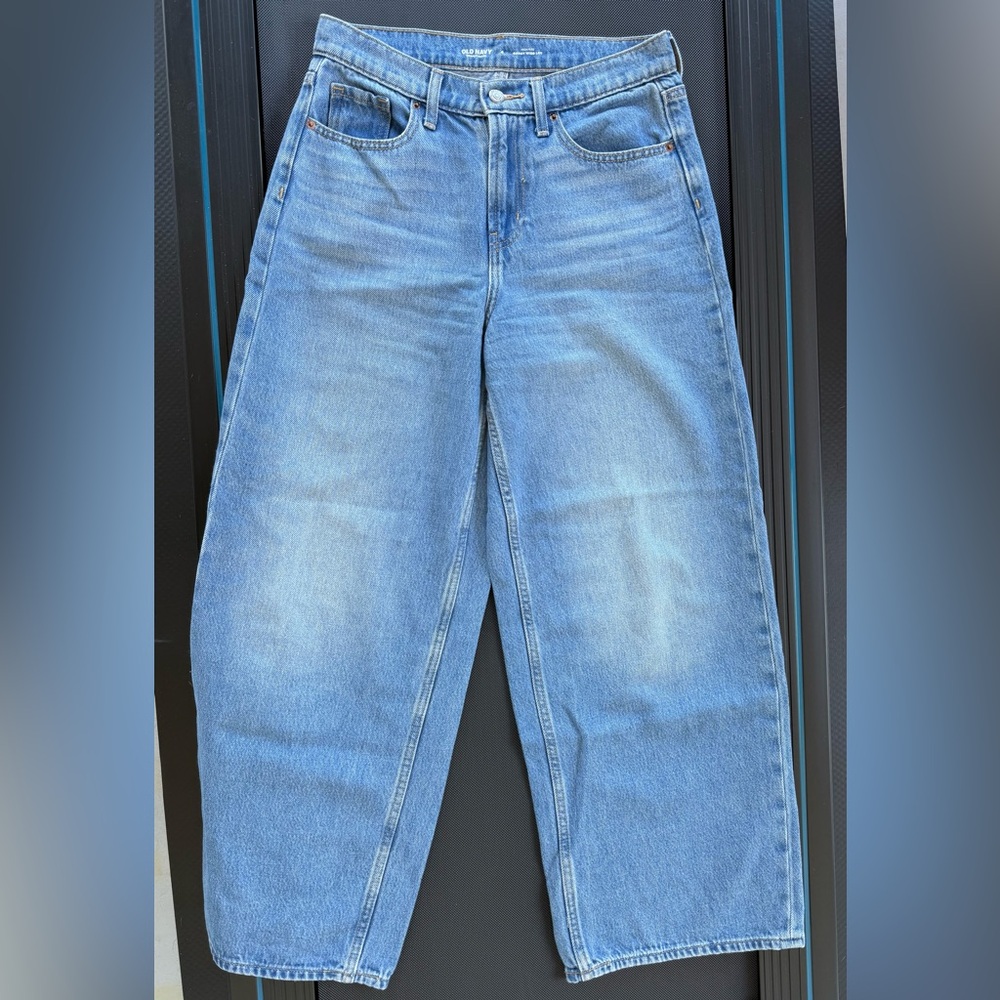 Old Navy Baggy Wide Leg Highrise Jeans Womens 4 Blue